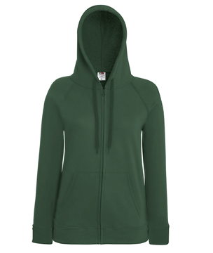 FELPA GIACCA CON CAPPUCCIO LEGGERA DONNA ( FRUIT OF THE LOOM ) verde bottiglia